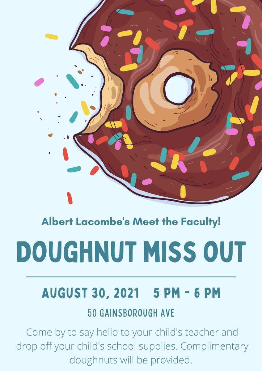 We hope to see all of our new and existing Albert Lacombe families at our upcoming Meet the Faculty night! Masks are strongly recommended.