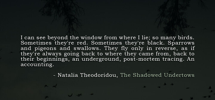 In case you missed it, I have a new short story out in <a href="/thedeadlands/">The Deadlands</a>. It's full of death and birds and the things we can bear neither to hold nor to let go of. 
Read "The Shadowed Undertows" here: thedeadlands.com/issue-04/the-s…