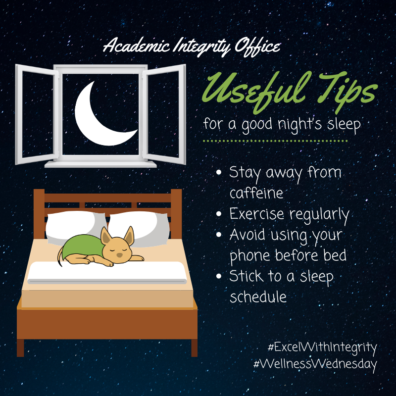 UCSDintegrity's tweet photo. Here are some useful tips to know for a good night rest 😴

#ExcelWithIntegrity #UCSanDiego #AcademicIntegrity #Integrity #WellnessWednesday https://t.co/m2Q2LJoOAc