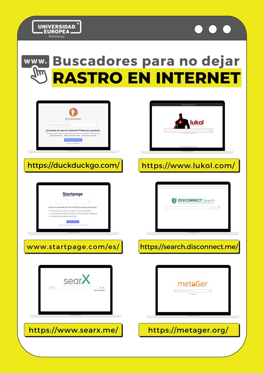 Ue_Mex's tweet photo. 📌Motores de búsqueda privados
Protege tus datos utilizando buscadores que te ayuden a no dejar rastro en Internet. El uso de un motor de búsqueda puede revelar información muy personal sobre ti.
#Google #DuckDuckGo #lukol #search #startpage #searx #metager #SearchDisconnect https://t.co/PrCqDN31dI