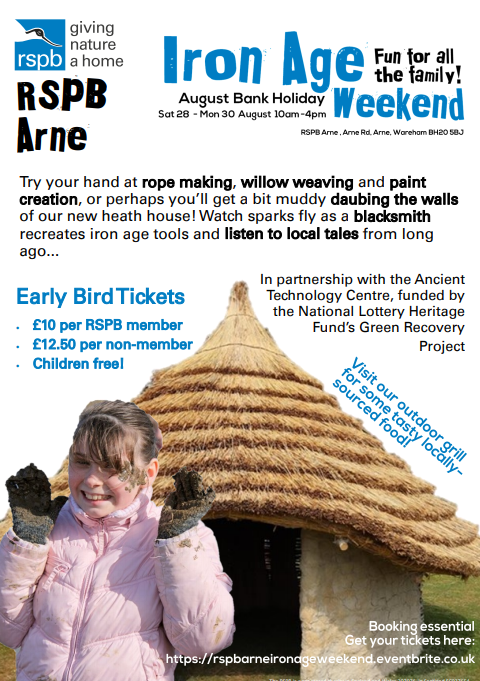 Dorset_NL's tweet photo. As part of the #PurbeckHeaths project there's an Iron Age event @RSPBArne 
Aug Bank Hol weekend Sat-Mon 10am-4pm
Book https://t.co/tqHUZQf5nG 
#rope making, #mud daubing, #willowweaving, #localtales &amp; more...

#GreenRecoveryChallengeFund #GRCF
@HeritageFundUK @DefraGovUK @DCMS https://t.co/tv48jNEIIm