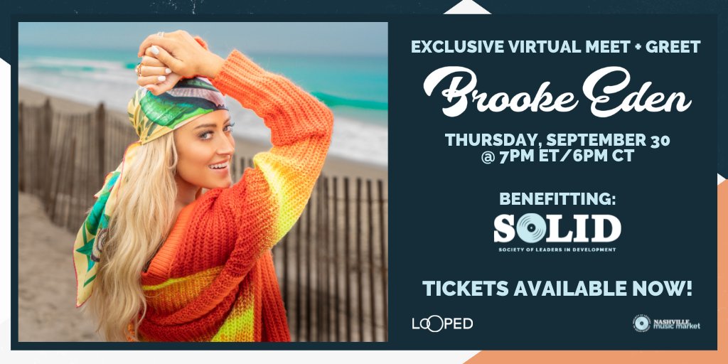 solidmusicmkt's tweet photo. DATE CHANGE! The @BrookeEdenMusic virtual meet-and-greet will now take place on Thursday, Sept. 30! If you already had tickets to this event, they will transfer to the new date or you can request a refund. Tickets are still available here: https://t.co/E3boeFc6TB https://t.co/zMpkGw7TBg