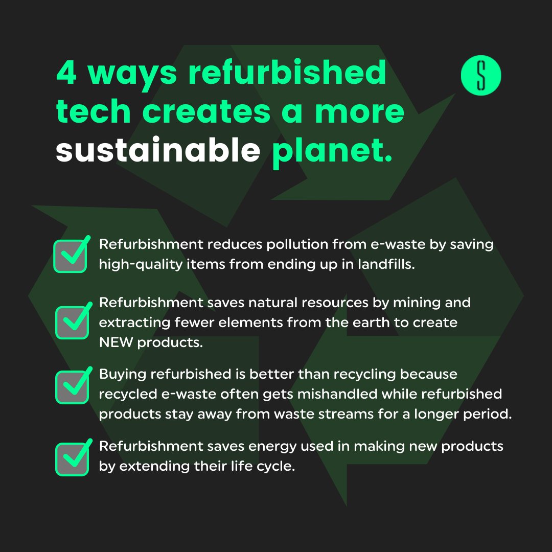 thestoreshop's tweet photo. Buying refurbished means keeping products in circulation longer and preventing needless waste for a more sustainable planet.  ♻️ 📲 🌎. 💕 Shop now https://t.co/YLYYRuTHhG #Sustainabletech #Thestore #restored #circulareconomy #usedtech #sustainableliving #techdeals https://t.co/LHmbMy8I2M