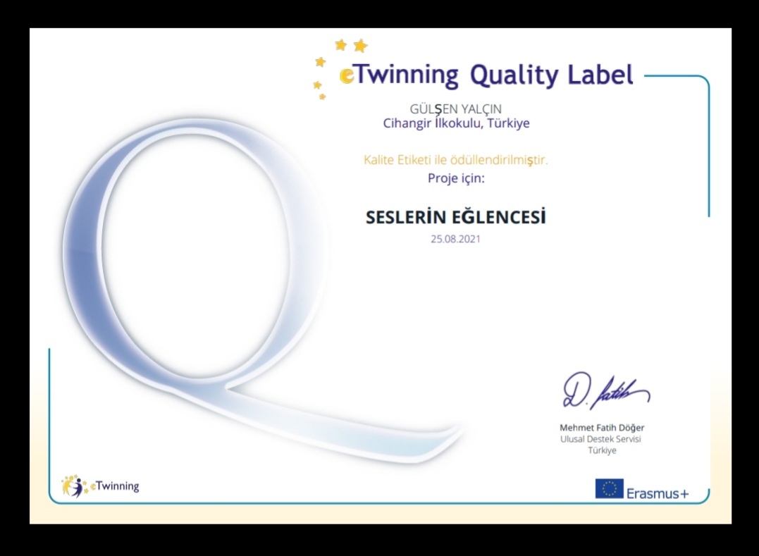 2.kalite etiketimiz Seslerin Eğlencesi projemizden geldi. Sırada 3. Projem var. Heyecanla bekliyoruz.<a href="/Avcilarilcemem/">Avcılar İlçe Millî Eğitim Müdürlüğü</a> <a href="/avc_twinning/">e Twinning Avcılar</a> <a href="/eTwinning_ist/">eTwinning İstanbul</a> @bbaris_yildiz <a href="/istanbulilmem/">İstanbul İl Millî Eğitim Müdürlüğü</a> <a href="/Cihangirilkokul/">cihangirilkokuluavcilar</a>