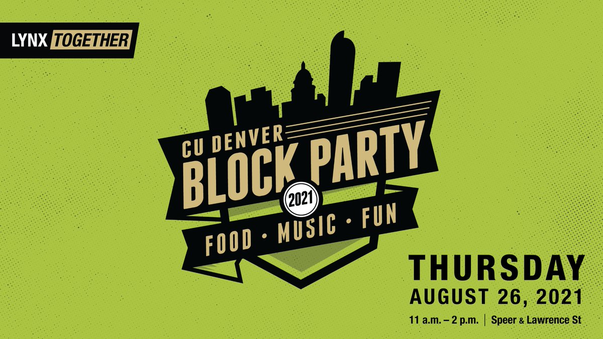 CUDenver's tweet photo. Kick off the school year with your fellow students, faculty, and staff at the annual CU Denver Block Party tomorrow! 💥🎊🤝

#CUDenverBP https://t.co/BAgGVLeej6