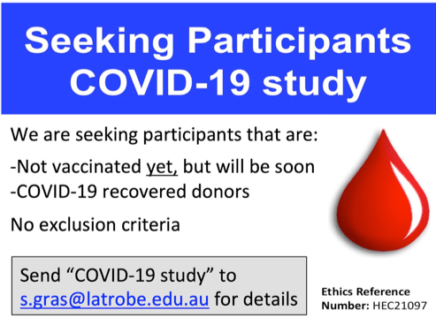 Please RT !!!! Call for participants Well done Victoria: booking for COVID-19 vaccines are filling up quickly 👏👏👏👏 Perfect timing to take part in our study: -if you are vaccinated -or not yet vaccinated, but will shortly -or if you have recovered from COVID-19