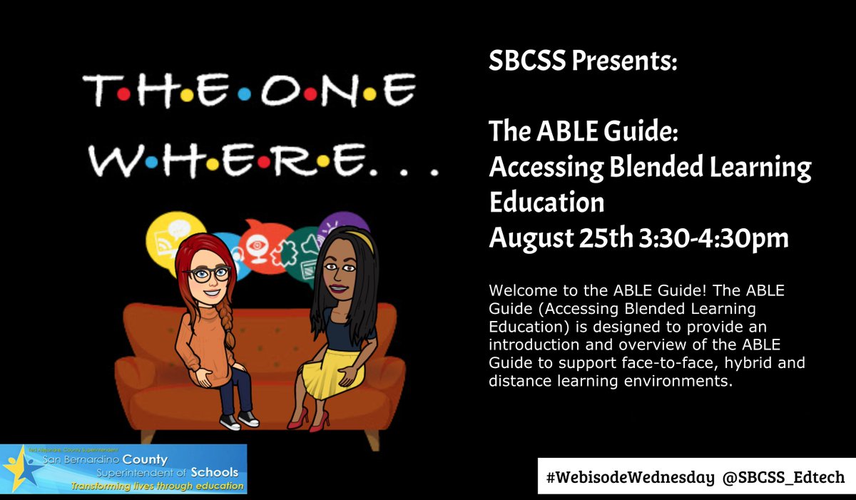 Our #WebisodeWednesday is back! @LucyKirchh and @Sonal_EDU shares information about the ABLE guide which is a resource cited in the new California Digital Learning Standards and Integration Guidance document!@SBCSS