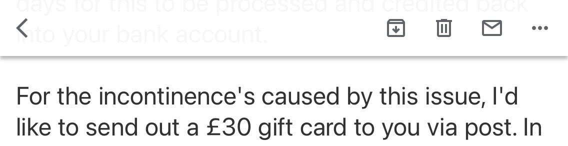 Email from <a href="/waitrose/">Waitrose & Partners</a> customer services - “For the incontinence’s caused”? With an apostrophe??