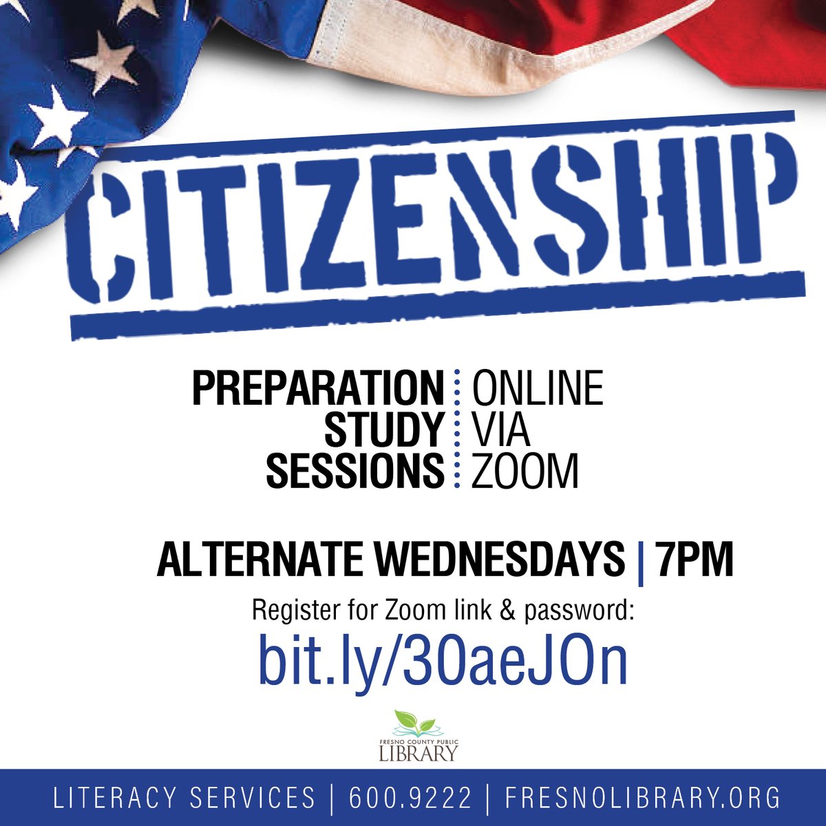 FCPL's tweet image. Working on becoming a U.S. Citizen?

If so, please join us for FREE online study sessions focused on the Citizenship interview, U.S. History &amp;amp; Civics! (Next session September 1.)

Register here: bit.ly/30aeJOn

#fresnolibrary #citizenshipprep