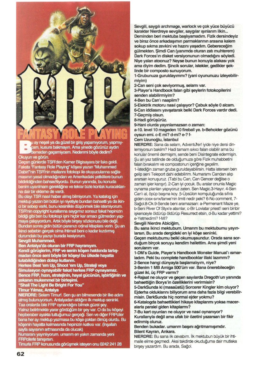 GameShowTR's tweet photo. #GameShow #GameShowTR
#OnSekizinciSayı #Issue18
#Ağustos1996 #August1996
Fantasy Role Playing 🧙♀️🧙♂️
#FantasyRolePlaying #FRP #DnD
#Nierdre
#Loviatar
#CompleteBookOfElves
#Ravenloft
#Greyhawk
#AlQadim
#Maztica
#Rajaat
#DefilingMagic
#TomeOfMagic
#MagicTheGathering
@FRPNet https://t.co/af12eIXN6L