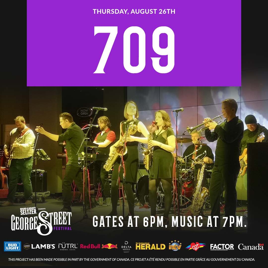 GeorgeStLive's tweet photo. This one’s on us, St. John’s! 🍻 
We want to treat YOU, our fans and supporters, to a bit of fun with a FREE all-local show on Thursday, August 26th!
 
🎤  Nick Earle &amp; the Reckless Hearts
🎷  Cabot Power 
🎸  @709rocks
 
Gates at 6, music at 7, open street party at 11!
#GSF2021 https://t.co/ivtNtju8hb