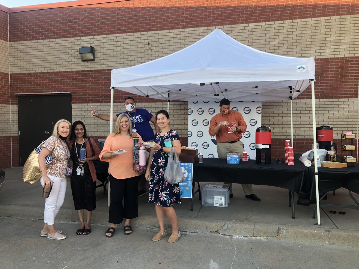 West staff enjoyed our WFISD Pop Up Tent breakfast this morning. Thank you Mr. Kuhrt and Dr. Griffiths!!!!! What a nice treat to start our day off with.