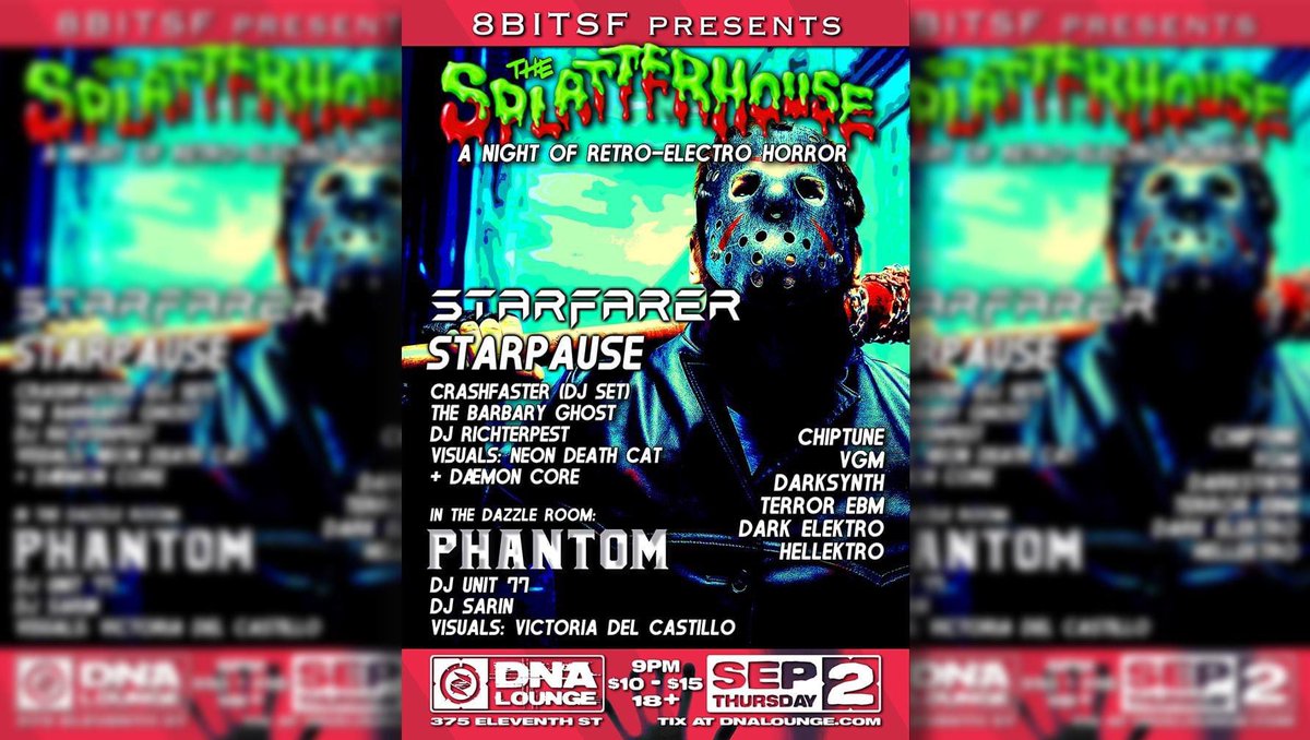 We think this is pretty stacked, don’t you? 😍 Here at the Splatterhouse, we pay tribute to the sights &amp; sounds of classic horror films &amp; games. 

Come party w/ us alongside this all-star line up in a week… if you dare 👻 

18+, $10 Adv, $15 Door
Tix bit.ly/3xq3PCe
