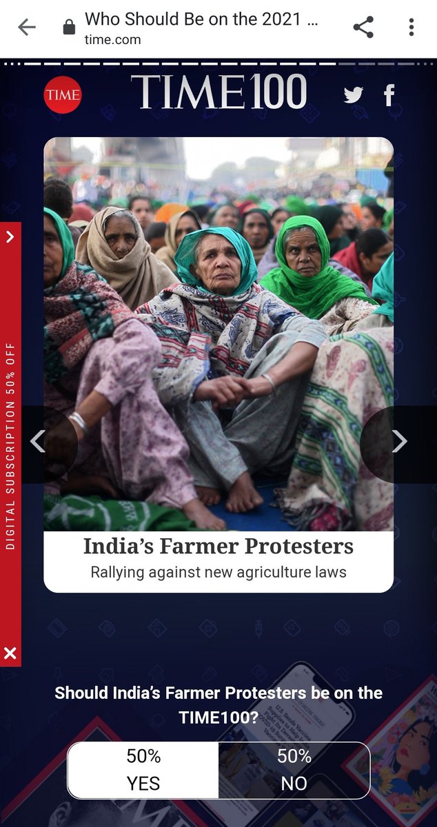 TeamStudent_'s tweet photo. @RoflGandhi_  let's Vote for Farmers  For Top 100 in time Magzine .

@Tractor2twitr @OfficialBKU @KisanEktaMarch
@Team_Kisan https://t.co/ed7qkL3A4b https://t.co/tf6TYf8eve