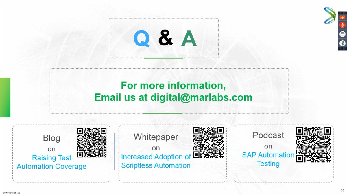 Marlabs's tweet image. Interesting questions coming our way on #scriptlessautomation and #continuoustesting at the #LiveEvent. Feel free to write to us for more details. 
 #QA  #webinar  #automation  #testautomation  #automationtesting   #qualityassurance   #digitalcollective  #marlabs @priya_nichani