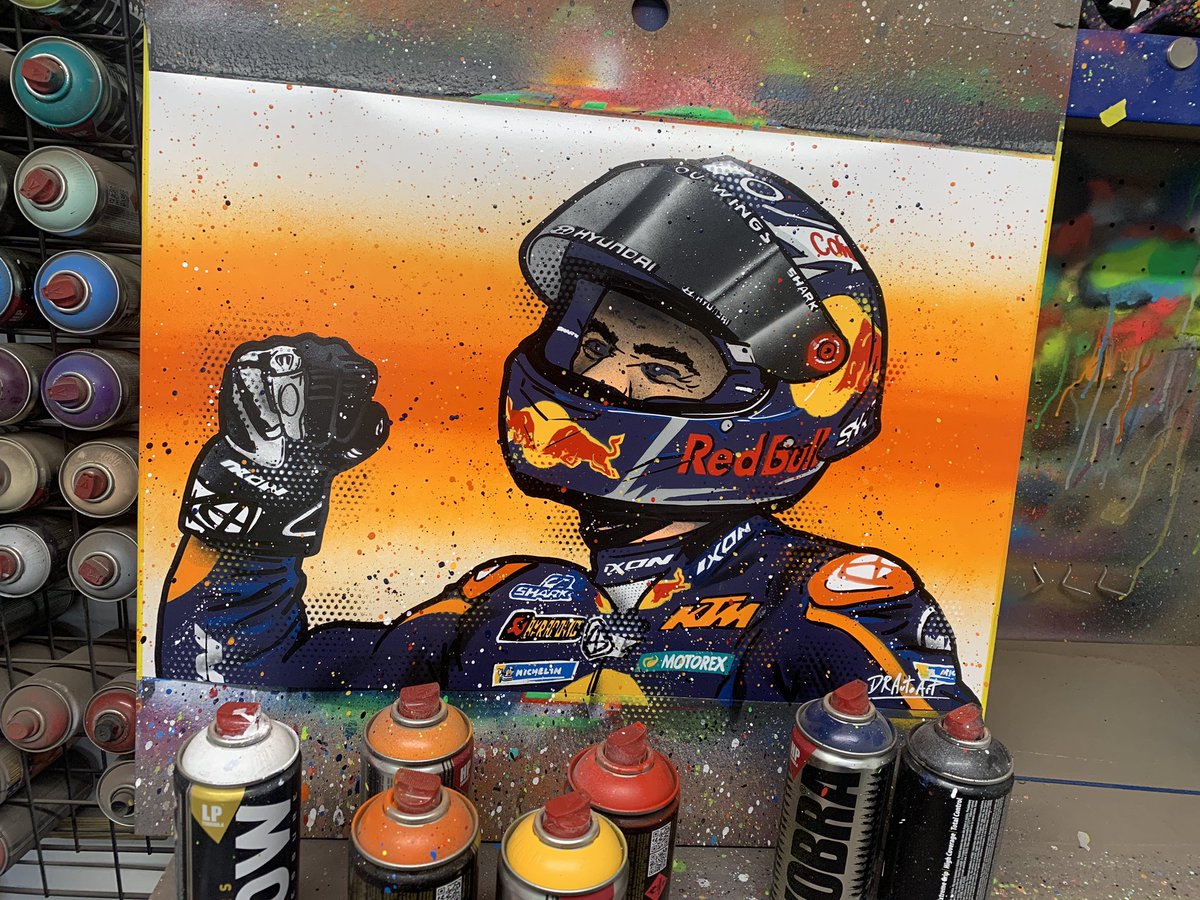 DRAutoart's tweet photo. 1st painting of the week! This Miguel Oliveira graffiti piece is back in stock now. #drautoart
https://t.co/3b8HFauvr6
.
.
#migueloliveira #migueloliveira88 #mo88 #oliveira #oliveira88 #ktm #ktmredbull #redbullktm #motogp #ktmmotogp #graffitiart @_moliveira88 @KTM_Racing https://t.co/kju8x8fULf