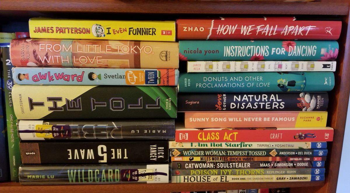 I had a very productive summer of reading. Excited to be adding these books to the class library for the new school year.  #WhatAreYouReading?  @sarahkuhn @ktzhaoauthor @NicolaYoon @reckj @misallaneous1 @suzannepark @JerryCraft @Marie_Lu