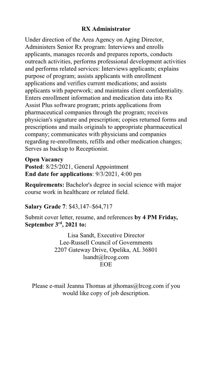 JOB POSTINGS: LRCOG Area Agency on Aging