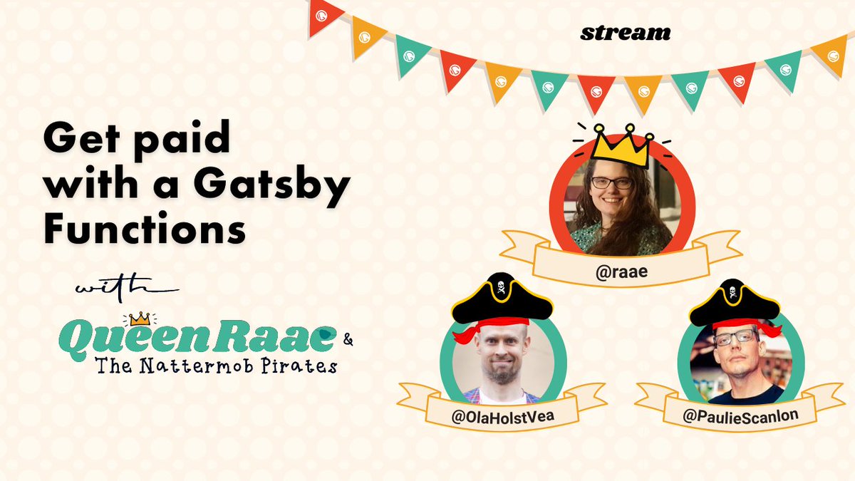 raae's tweet photo. π΄ ποΈ Learn how to get paid using a Serverless Function + @Stripe this Friday π°
Last show of the Summer Functions series, but we'll be back with another season of @GatsbyJS Deep-Dives this fall π
Voyage deets β¬οΈ https://t.co/nozRv5eaX7