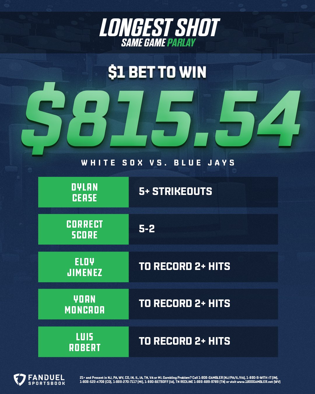 FanDuel Sportsbook on Twitter "📶 LONGEST SHOT UPDATE 📶 Roderic F. from