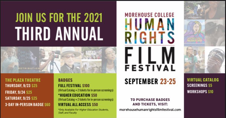 Morehouse College (@morehouse) on Twitter photo Tickets are now on sale for the 3rd annual <a href="/MCHRFilmFest/">Morehouse College Human Rights Film Festival</a>! Taking place Sept. 23-25 with hybrid online and in-person film screenings at <a href="/PlazaAtlanta/">The Plaza Theatre</a>, the three-day event will feature 87 films from 29 countries and include 15 student films from three institutions. #MCHRFF Tickets are now on sale for the 3rd annual <a href="/MCHRFilmFest/">Morehouse College Human Rights Film Festival</a>! Taking place Sept. 23-25 with hybrid online and in-person film screenings at <a href="/PlazaAtlanta/">The Plaza Theatre</a>, the three-day event will feature 87 films from 29 countries and include 15 student films from three institutions. #MCHRFF