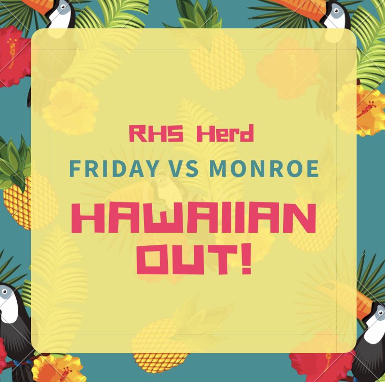 Friday’s game vs Monroe is a Hawaiian out!!🌺🌴 #BeLoud <a href="/RossRams1/">Ross High School</a> <a href="/Ross_Football/">Ross Rams Football</a> <a href="/RossRamsAD/">Justin Beck</a>
