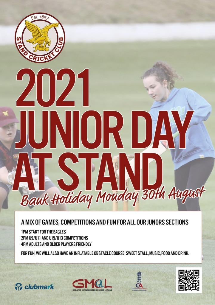 Looks like the sun’s going to be out for the final day of Stand CC junior season. Come and enjoy the cricket, take on the inflatable obstacle course and enjoy a drink whilst tucking in to Mick’s famous salt n pepper chips