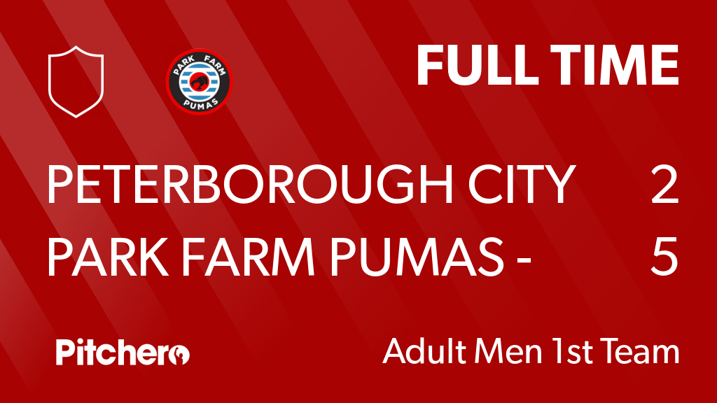 ParkFarmPumas's tweet photo. FULL TIME: Peterborough City FC 2 - 5 Park Farm Pumas - 1st
#PETPAR #Pitchero
https://t.co/sujZk82hsu https://t.co/I6JMQr5h1A