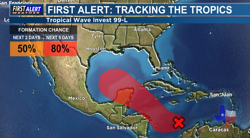 KTREnews's tweet photo. First Alert Weather: Potential tropical cyclone could impact East Texas, Gulf Coast next week: https://t.co/xMfqzBcHXh #ktre #firstalertweather #easttexas #weather #cyclone https://t.co/rke3NZgOnQ