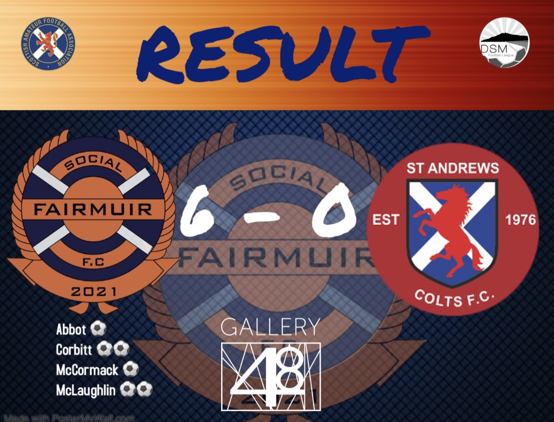 Fairmuir02's tweet photo. 🗣 Result

🔥 Fairmuir 6 - 0 St.Andrews Colts 🔥 

🔸🔷🔸

@gallery48dundee https://t.co/NgaF48GtCC