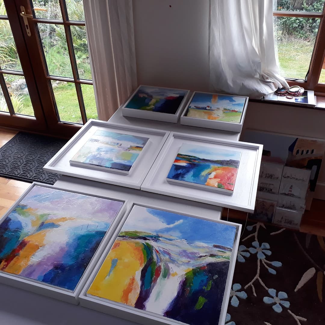 Preps for #bankholiday #artexhibition  #weekend 28 & 29 Aug @TheForumNorwich #summershow #abstractseascapes  @icenimagazine @atnorfolk @ArtinNorwich @moreNorwich