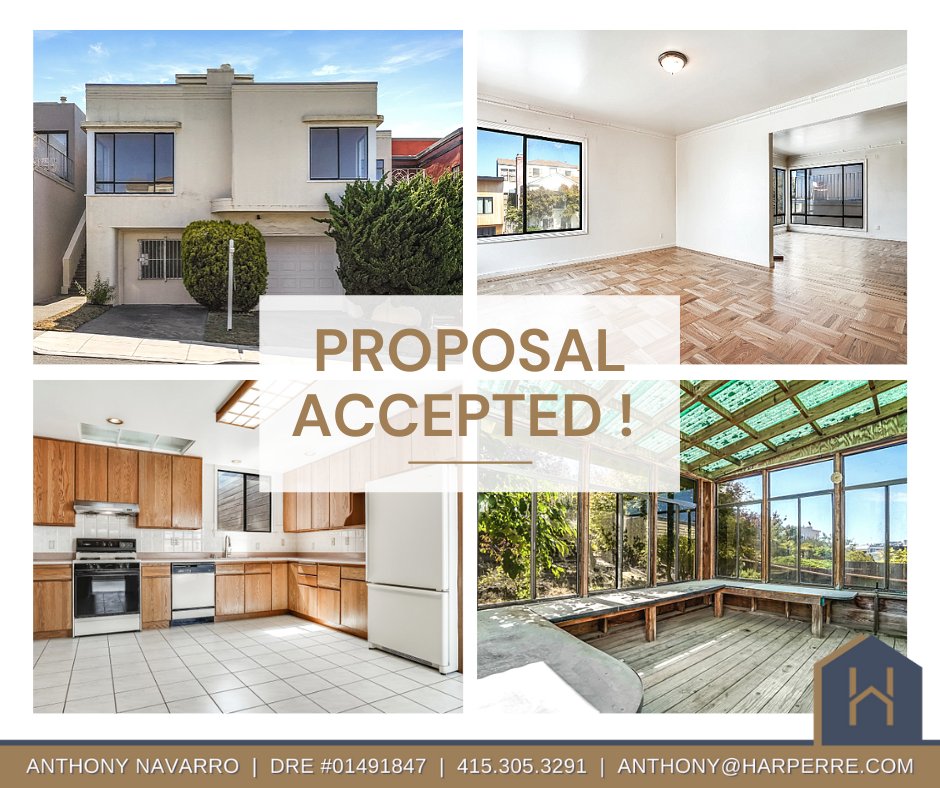 AnthonysRE's tweet image. Not 1 but 2 got their offers accepted! 💯

Looking to buy or sell? 
For more information, contact: Anthony Navarro DRE #01491847 at 415-305-3291 or anthony@harperre.com

#ProposalAccepted #LoveTheWayYouLive