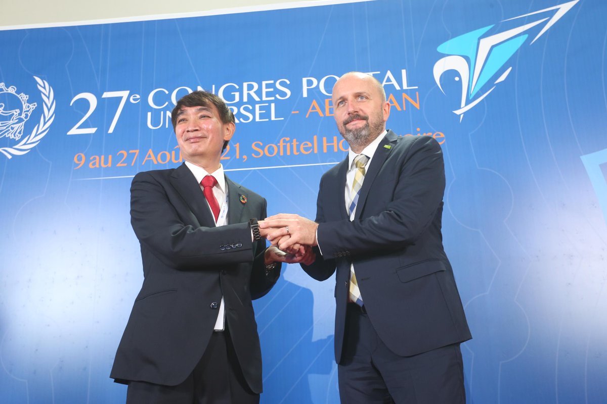 UPU_UN's tweet photo. #PressRelease: Japanese and Slovenian representatives to head UPU (Revised). Masahiko Metoki of Japan🇯🇵 has been elected the new DG of the #UPU_UN, while Marjan Osvald of Slovenia🇸🇮 has been elected as the organization's DDG https://t.co/BLpM9rl7XH https://t.co/FIiUJkrnrb