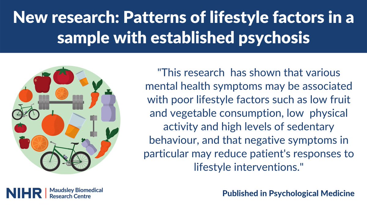 NIHR Maudsley Biomedical Research Centre (BRC) (@nihrmaudsleybrc) on Twitter photo Recent study in @PsychMedJournal on #psychosis and lifestyle factors with implications for the need to develop multidisciplinary #lifestyle and exercise interventions. <a href="/FGaughran/">Fiona Gaughran 💙</a> <a href="/MartlandRebecca/">Rebecca Martland</a> Read the paper here ▶️cambridge.org/core/journals/… Recent study in @PsychMedJournal on #psychosis and lifestyle factors with implications for the need to develop multidisciplinary #lifestyle and exercise interventions. <a href="/FGaughran/">Fiona Gaughran 💙</a> <a href="/MartlandRebecca/">Rebecca Martland</a> Read the paper here ▶️cambridge.org/core/journals/…