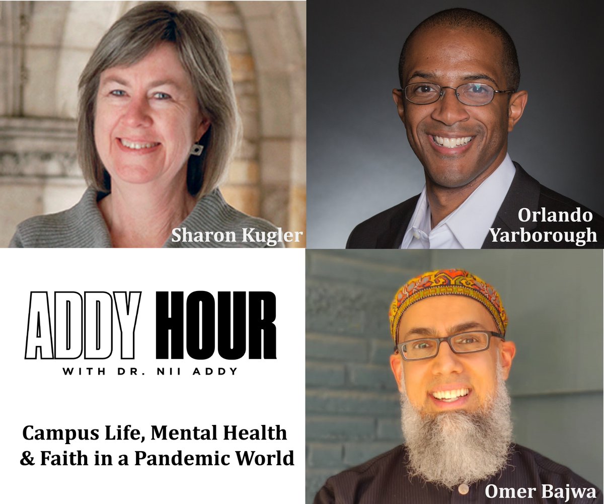 Chaplain Sharon Kugler, Pastor <a href="/OrLandoYIII/">OrLandoYarboroughIII</a> &amp; Imam <a href="/OmerBajwaCT/">Omer Bajwa</a> join for a timely, rich &amp; honest #AddyHour convo on what it means to return to campus, the realities of our hustle culture, the importance of rest, and the strengths of spiritual community podcasts.apple.com/us/podcast/add…