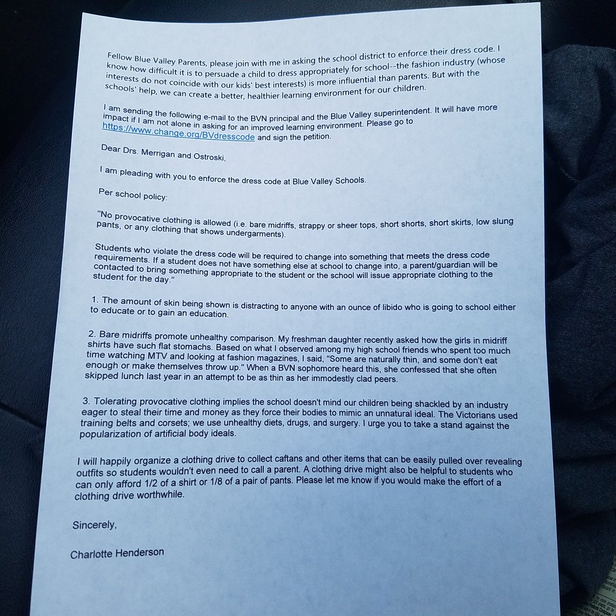 Thoughts? A parent gave me this while I was in line to pick up my daughter.
