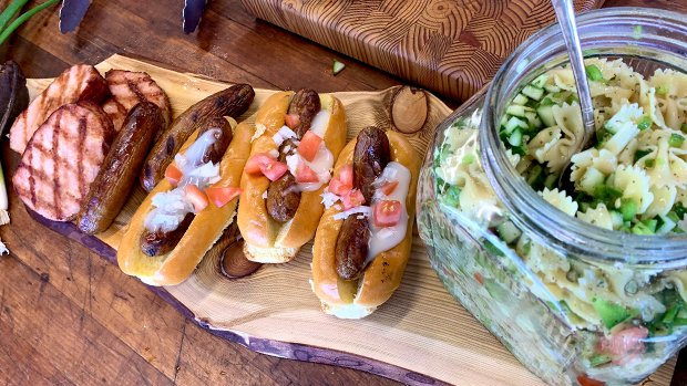 What's For Dinner - Chef Alain Bosse creates a summer bow tie pasta salad to pair with grilled, smoked pork chops and donair sausages. Click the link for the recipe atlantic.ctvnews.ca/what-s-for-din… Sponsored by: @TonysMeats