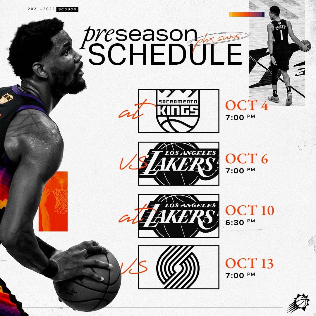 2022 Preseason Schedule Phoenix Suns On Twitter: "𝟮𝟬𝟮𝟭-𝟮𝟬𝟮𝟮 𝗣𝗿𝗲𝘀𝗲𝗮𝘀𝗼𝗻 𝗦𝗰𝗵𝗲𝗱𝘂𝗹𝗲 Almost That Time... 🗓 Https://T.co/Oe39Mmadao Https://T.co/Htjopiunuj" / Twitter