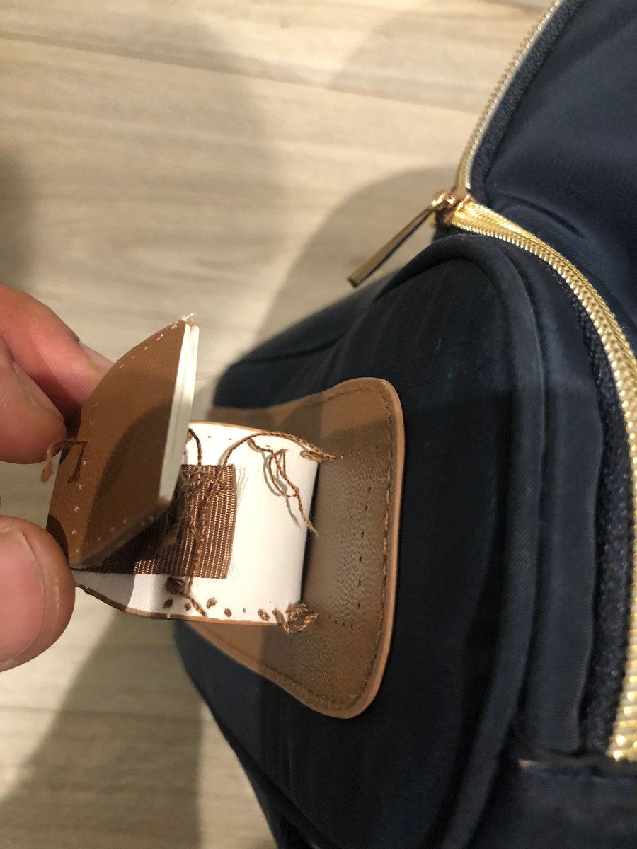 GreasepaintG's tweet photo. @TKMaxx_UK I purchased a @skiphop changing bag from your Epsom store a couple of months ago and the handle has completly snapped off (see photos.) I no longer have the receipt but the item is faulty. How can we rectify this? Thanks. https://t.co/iwa8HJvAFR