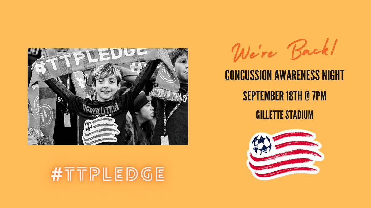 ThinkTaylorORG's tweet photo. .@NERevolution and #ThinkTaylor are joining up again to raise Concussion Awareness! Join us September 18th @ 7pm vs. @ColumbusCrew in collaboration with @MAYouthSoccer! #TTpledge https://t.co/2CEFx9xwMA