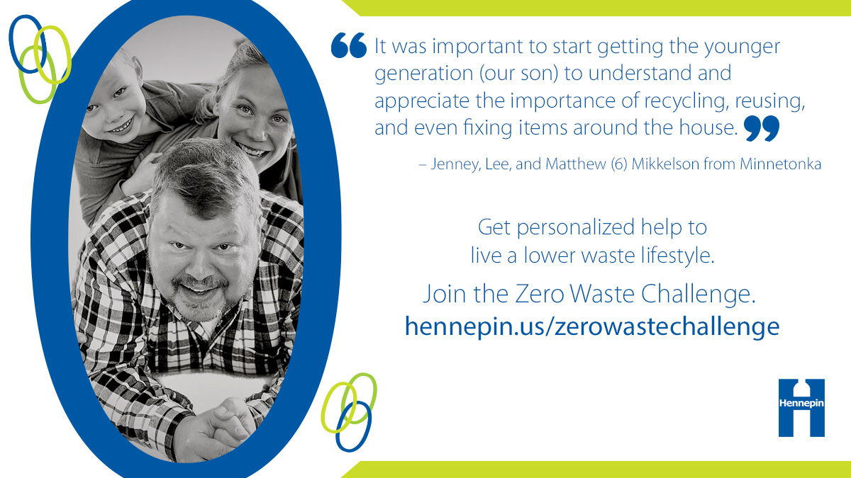 Jenny Mikkelson of Minnetonka said the staff and volunteers that support families in the Hennepin County Zero Waste Challenge made taking steps toward a lower waste lifestyle less overwhelming and more obtainable for her whole family. Join the challenge https://t.co/9BGIBuj1TA https://t.co/kgZKE1Sc28