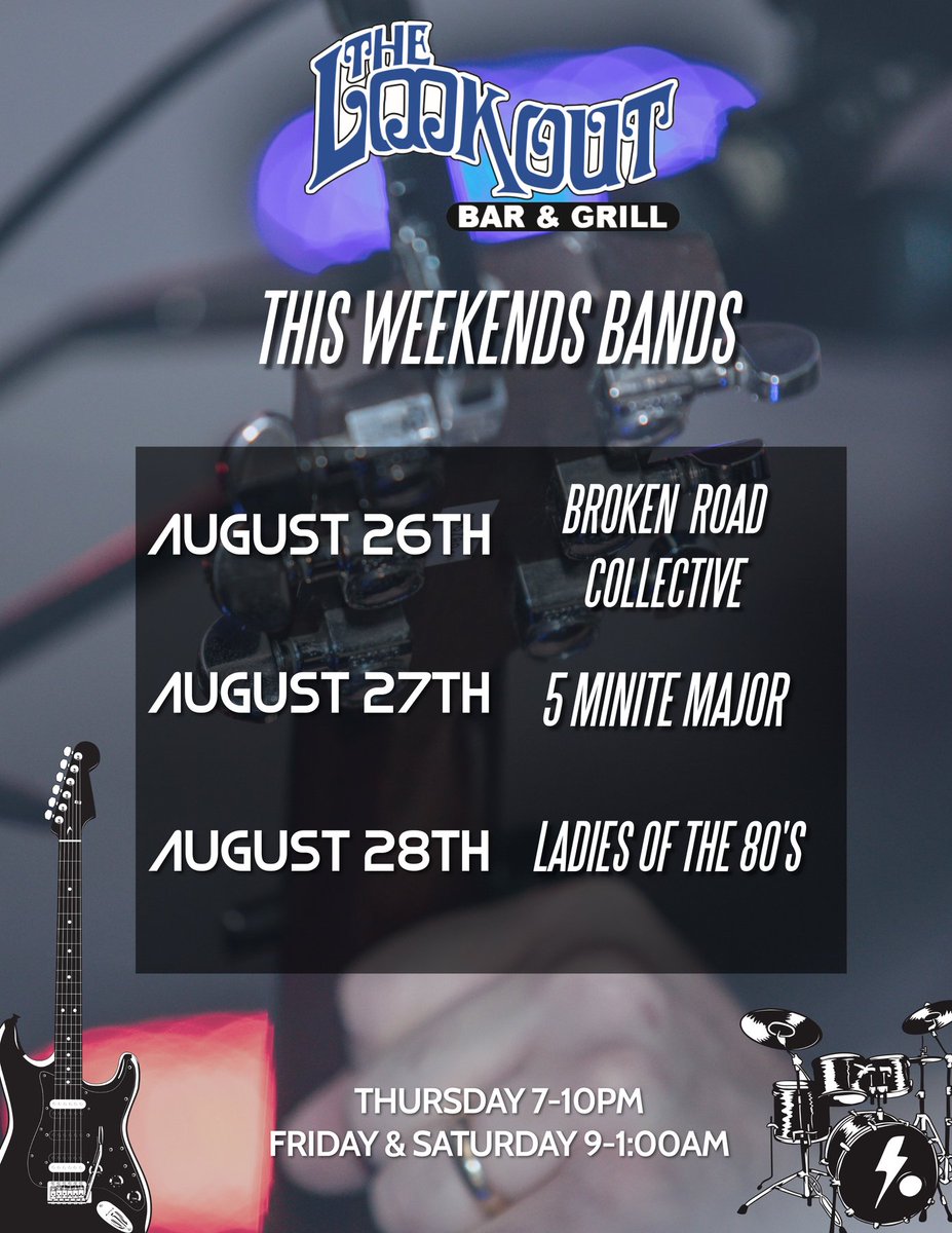 The Lookout Bar and Grill (@lookoutbargrill) on Twitter photo Upcoming band schedule! Upcoming band schedule!