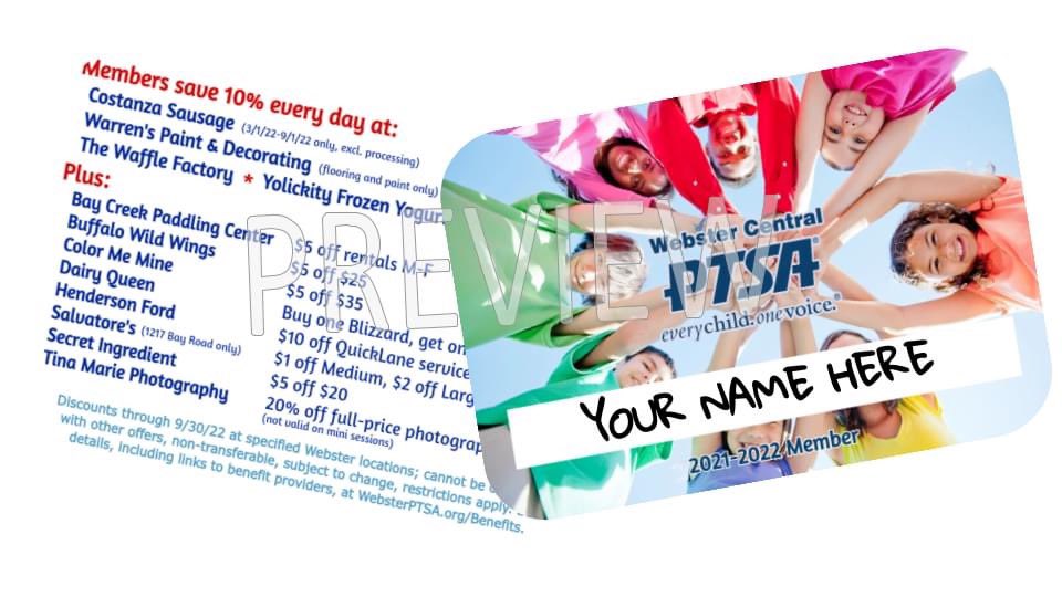 Our newly designed membership card features all of the great benefits that are offered by our generous local businesses.  Join today! websterptsa.org/join