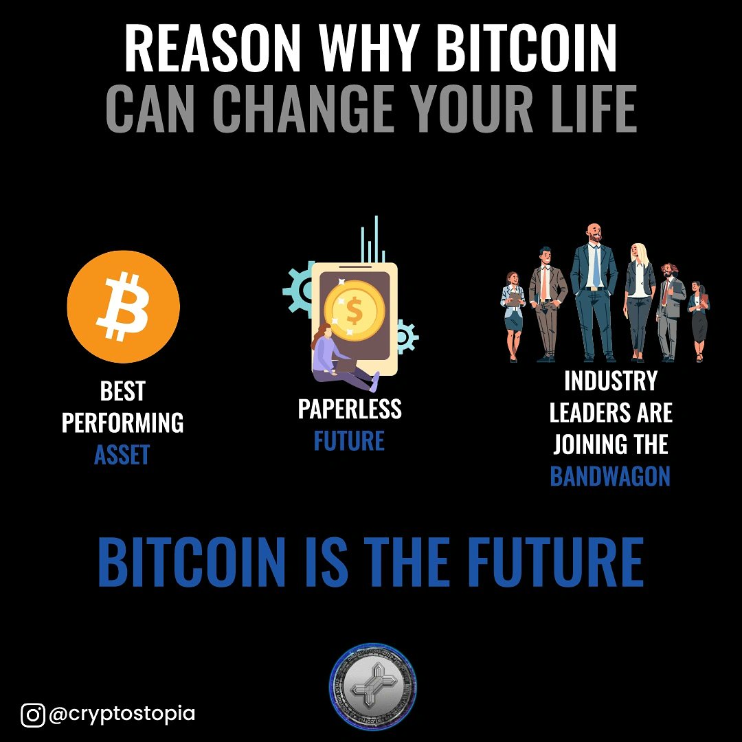 cryptoikeri's tweet photo. Reasons why bitcoins can change your life.

Checkout  @cryptostopia #Cryptostopia
- Instagram @ceoiikeri/ @cryptostopia
- Discord @cryptostopia

#blockchain #cryptonews #trading #Trendingcrypto #btc https://t.co/V6TPiyFFvf