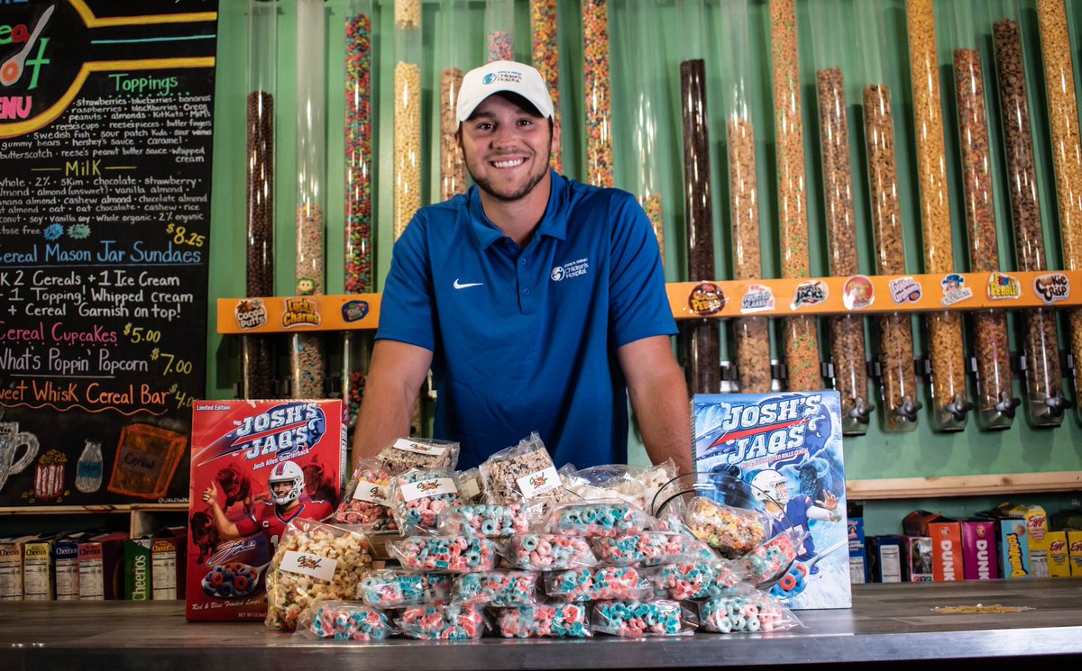 JoshAllenQB's tweet photo. Excited to partner with @plbsports on Josh’s Jaqs the sequel to help support my friends @ochbufflo. Stop by @wegmans or go online to get your new box today! https://t.co/XQRjt2hPSn