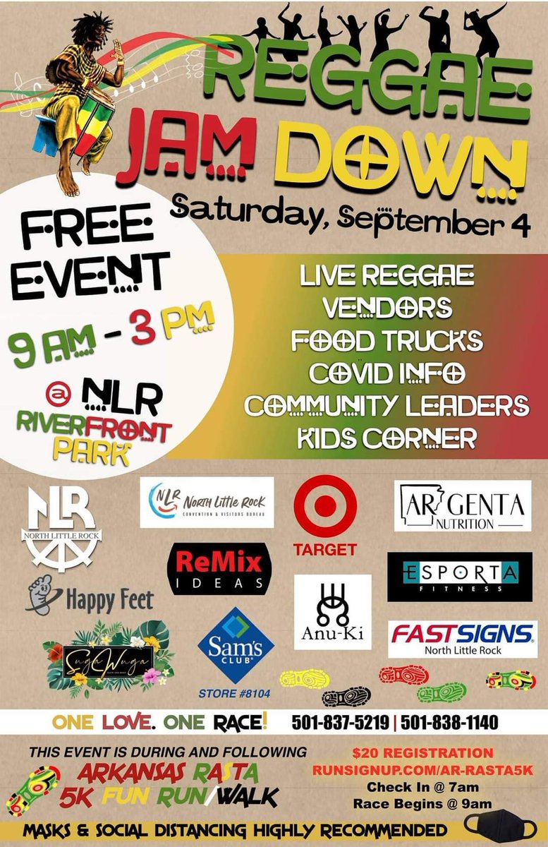 There is still time to sign up for the Arkansas Rasta Fun 5k Run/Walk &amp; Reggae Jam Down September 4, 2021. 
Sign Up at : runsignup.com/onelove-onerace

John Cain Foundation