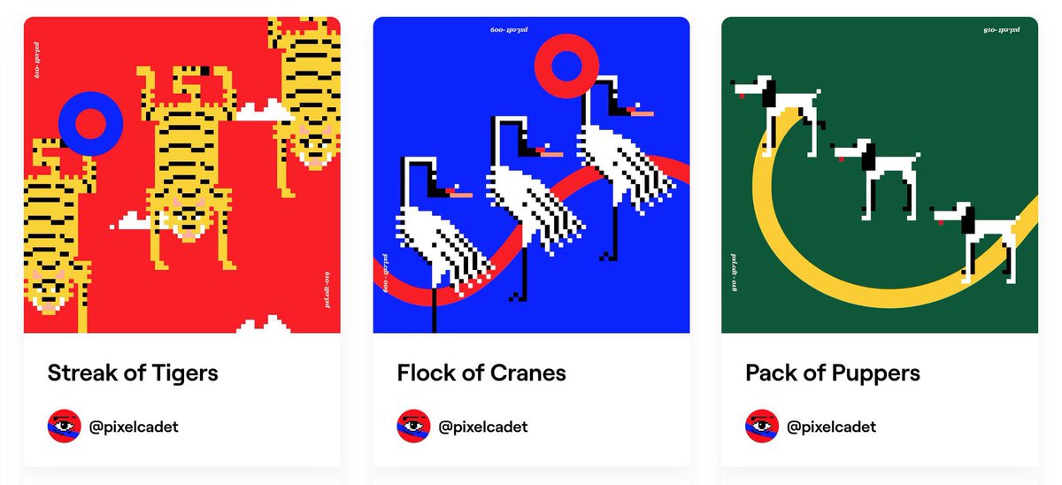 pixelcadet's tweet photo. @garyvee Hi @garyvee, I‘m a solo artist currently experimenting on pixel art as painting with simple shapes. I actually had one sale, but never had a chance/ to sell the rest of the collections. https://t.co/ZkvqcA3wPV https://t.co/F6UuGF6IKP