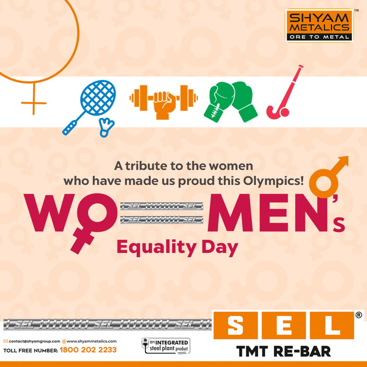 ShyamMetalics's tweet image. Shyam Metalics pays tribute to the inspiring women who have made us proud this Olympics. We look up to you for your indomitable spirit.
Congratulations once again
Happy Women&apos;s Equality Day.
#ShyamMetalics #SEL #PillarsofStrength #WomensDay #WomenEqualityDay #Olympics2021
