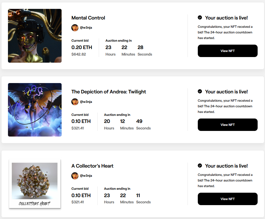 3 auctions in a single day, dopeness!  Thanks to the amazing @Alittlecrypto2⚡️💗🦄🌈