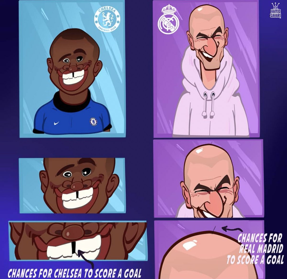 chances for Chelsea and Real Madrid to score a goal in a match each other! 😐 #Chelsea #ChelseaFC #RealMadrid #ChampionsLeague #Champions #Zidane #kante